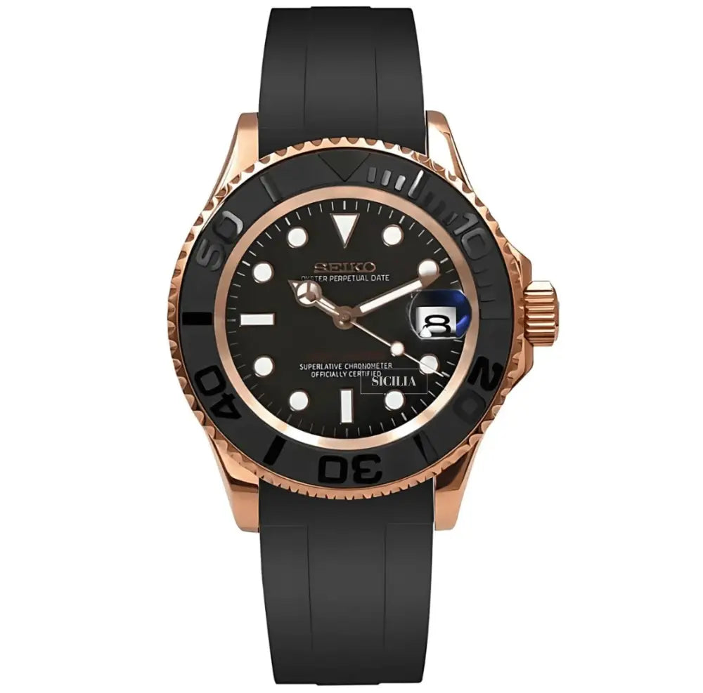 Seiko Mod "Black Rose Gold" Yacht Master - Sicilia Watch Mods